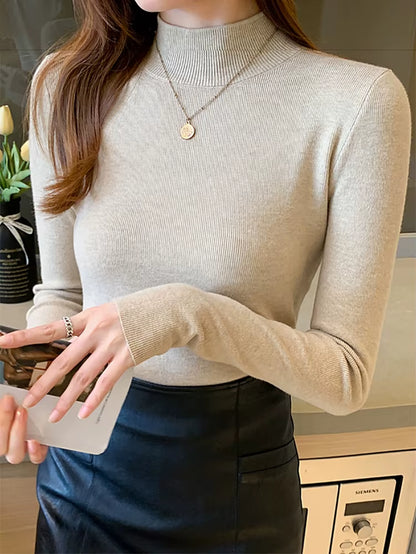 Turtleneck Sweater Women Fashion 2024 New Stretch Tops Women Knitted Pullovers Long Sleeve Bottoming Knitted Sweater